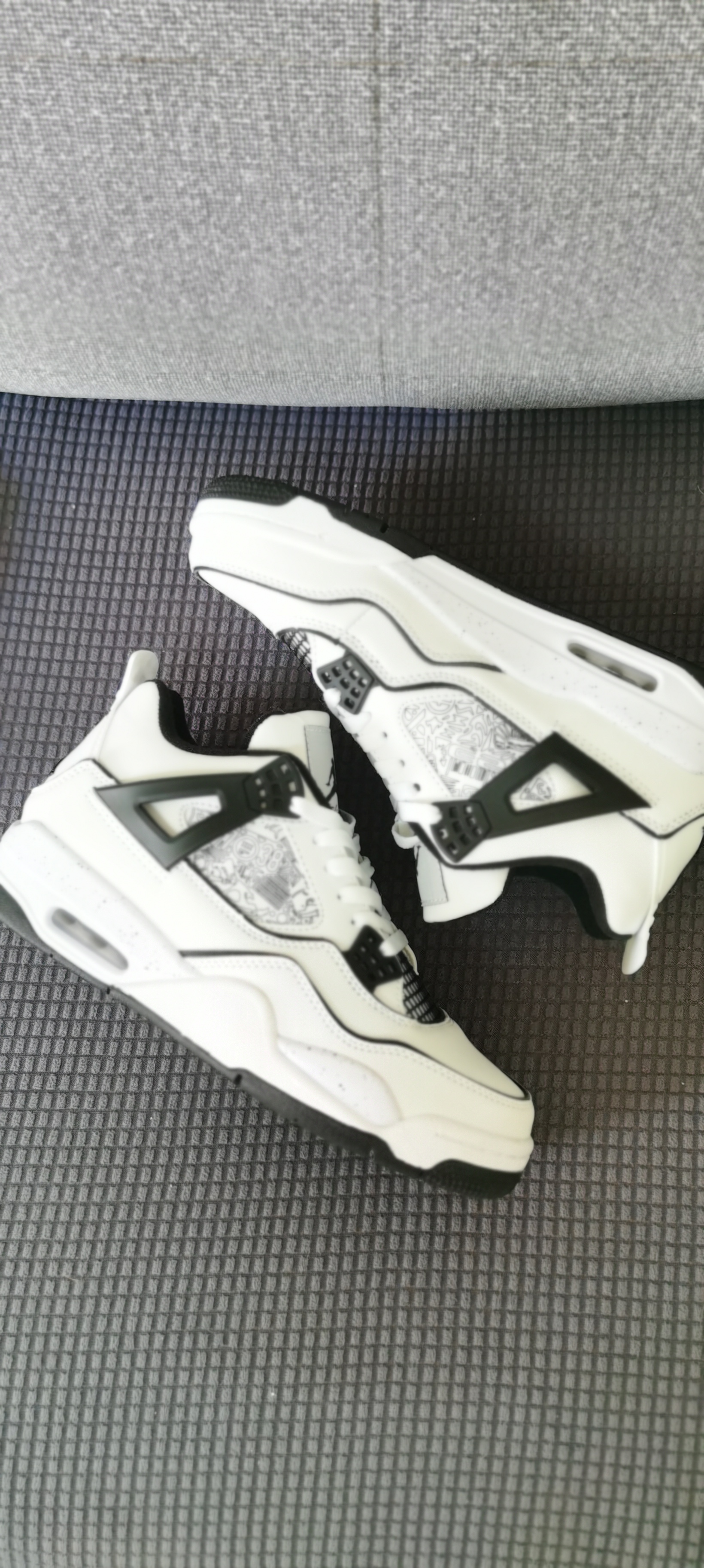 Air Jordan 4 GS DIY White Black Shoes